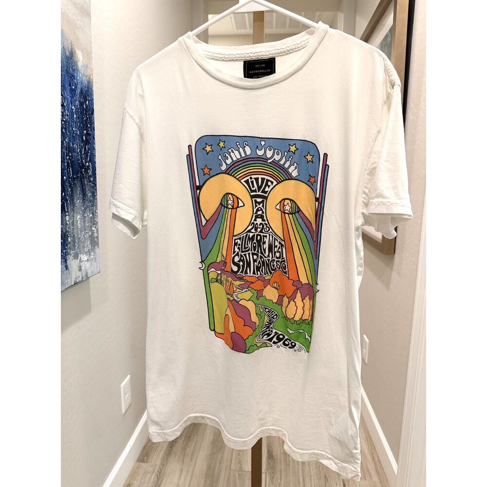 Retro Brand Janis Joplin Graphic T Shirt M 1969 Psychedelic Rock Band Tee USA